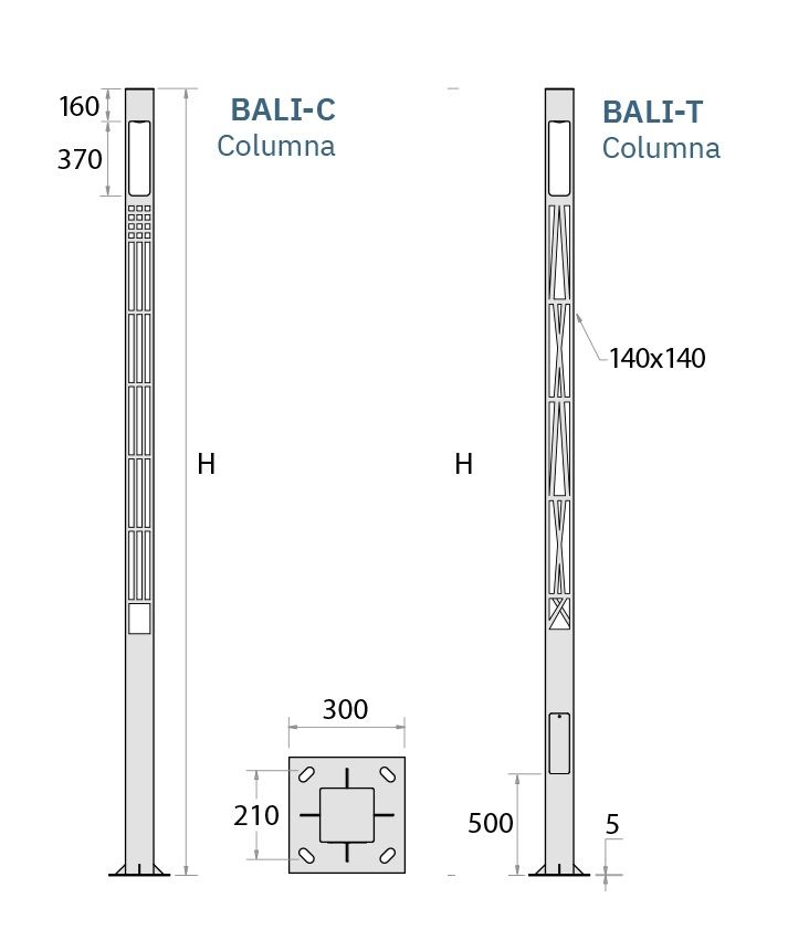 Medidas columna Ref. 838 Nordika-PLUS Led