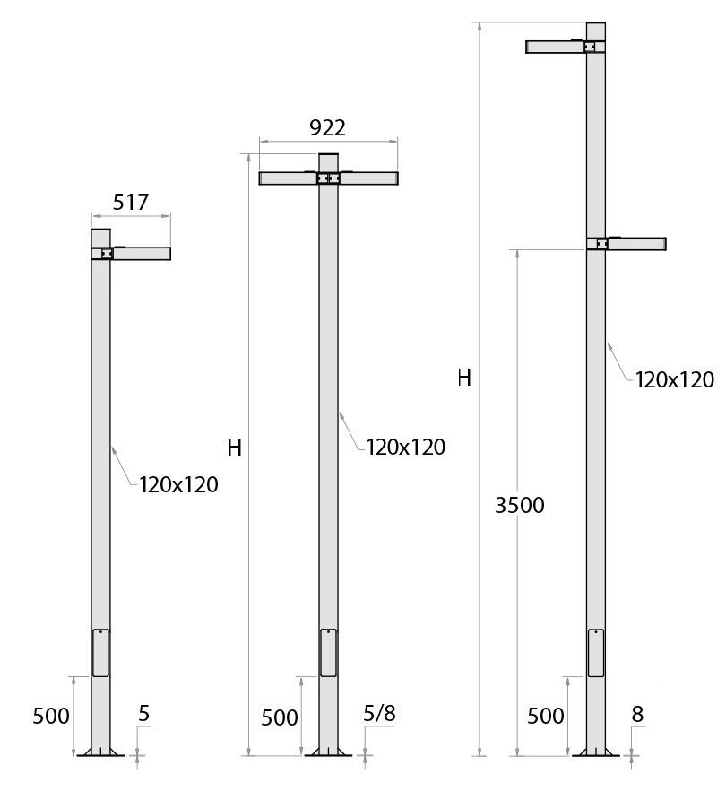 Medidas columna Ref. 838 Nordika-PLUS Led