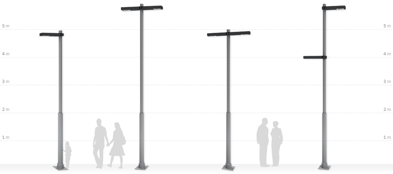 Múltiples aplicaciones con las columnas NORDIKA Telescópica LED