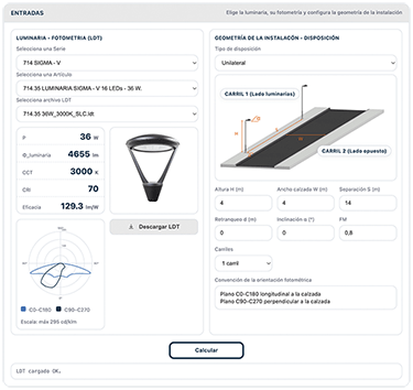 App de Cálculo de Alumbrado Vial