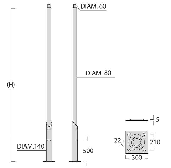 telescopica_biselada_774_croquis Medidas Refs. 767-768-769 Serie Tubular Biselada